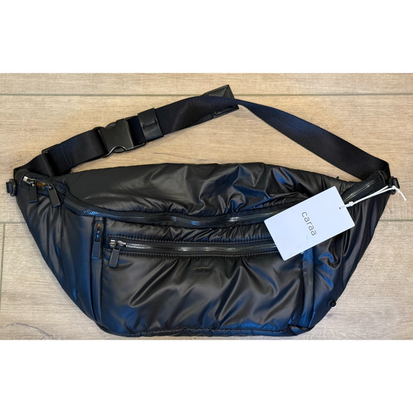 NEW CARAA FREE PEOPLE BLACK LARGE CROSSBODY SLING BAG - Picture 8 of 13